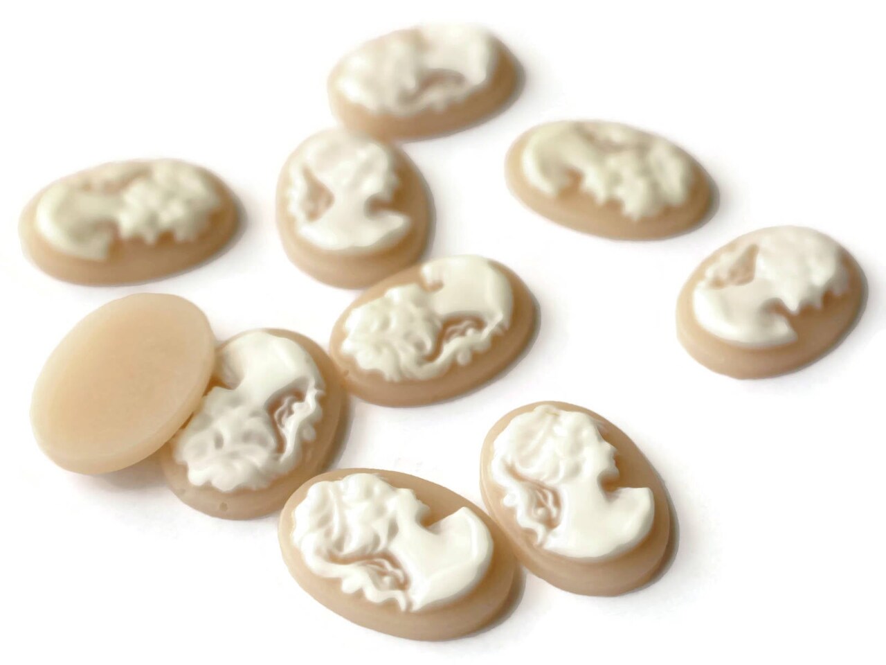 10 18x13mm Peach Cameo Cabochons Resin Greek Cameo Woman's Face Cameo